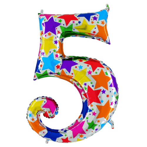 Balón narodeninové číslo 5 hviezdy 100 cm
