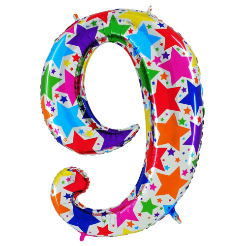 Balón narodeninové číslo 9 hviezdy 100 cm