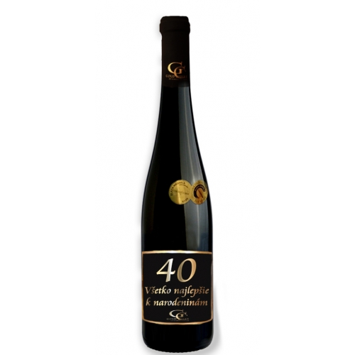 0,75 L Darčekové víno Červené Renana metalická  etiketa 40 rokov