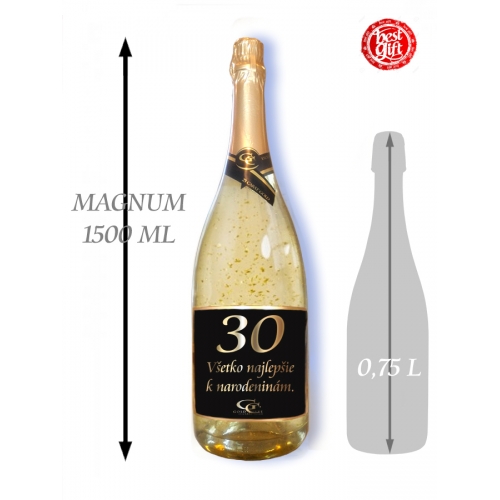 30 Narodeniny 1,5  L Gold Cuvee šumivé víno so zlatom - Šumivé víno so zlatom 1,5 L