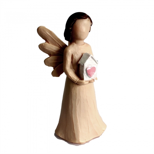Anjel - s Domčekom - Vianočná keramika