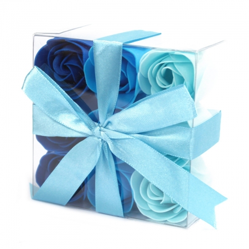 Sada 9 mydlových kvetov - svadobné modré