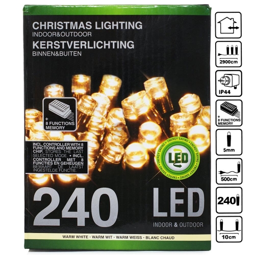 LED svetielka 240 ks žlté + menič - Vianočné osvetlenie