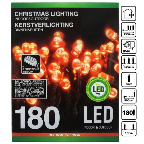 LED svetielka 180ks red +menič - Vianočné osvetlenie