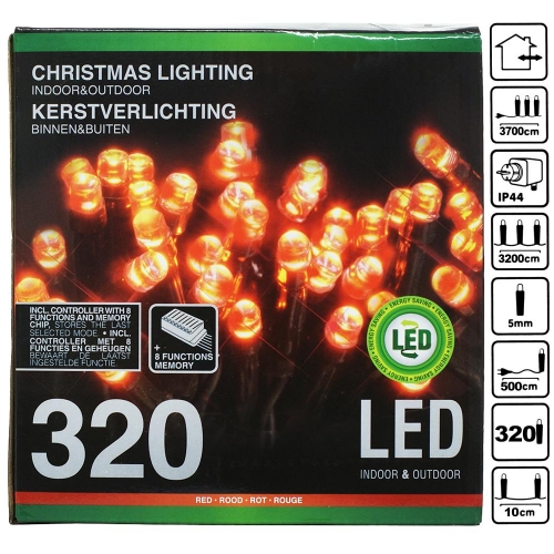 LED svetielka 320 ks red + menič - Vianočné osvetlenie