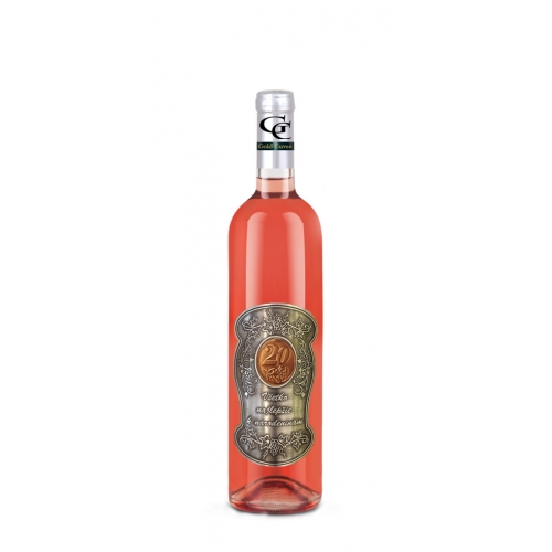 20 rokov Darčekové víno ružové - kovová etiketa