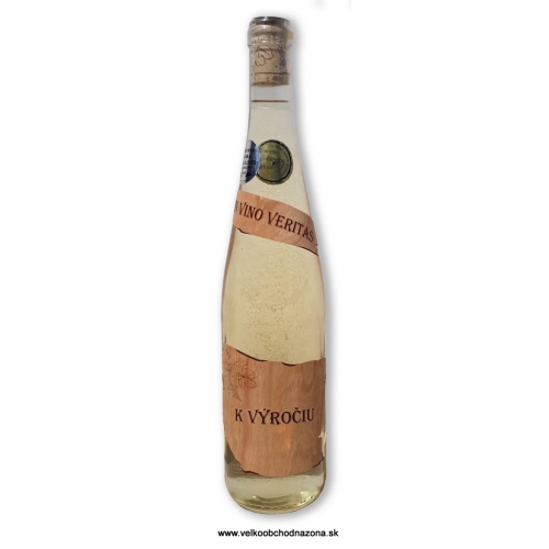 Etiketa z dreva - K výročiu - Víno s 23 karat. zlatom 0,75 l - Vianočné darčekové víno