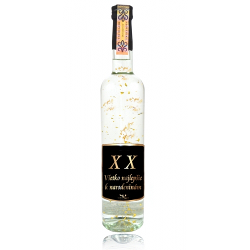 Darčeková fľaša - vodka (borovička) so zlatom - Personalizovaná - narodeniny (0-100)