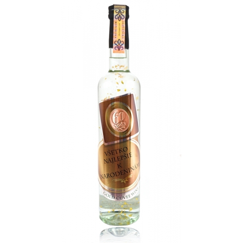 Darčeková fľaša - vodka (borovička) so zlatom narodeniny medená etiketa (0-90)