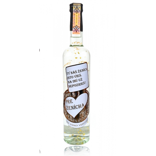 Darčeková fľaša - vodka (borovička) so zlatom Pre ženícha