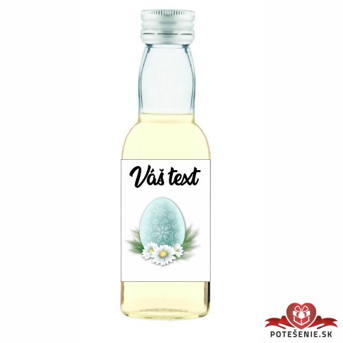 Veľkonočná mini fľaštička s alkoholom, modré vajíčko s kvetmi