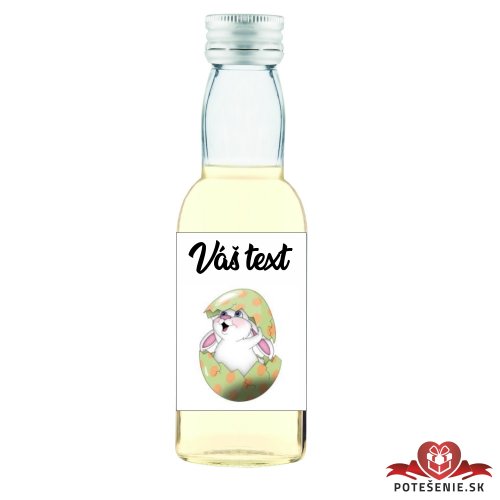 Veľkonočná mini fľaštička s alkoholom, zajac vo vajíčku biely