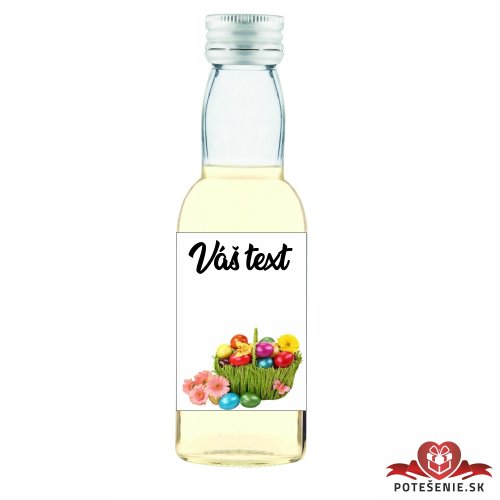Veľkonočná mini fľaštička s alkoholom, košík a kvety