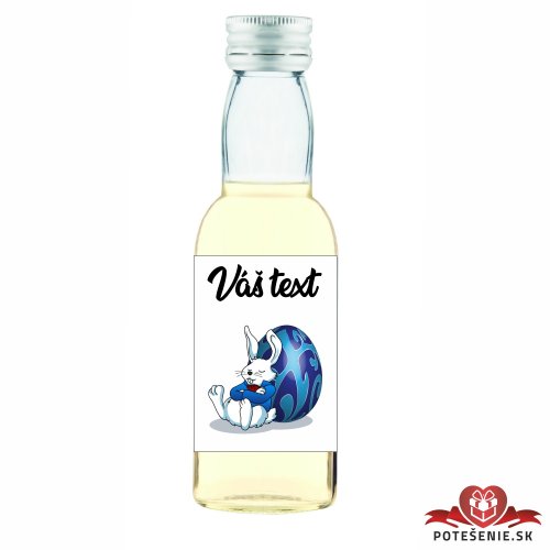Veľkonočná mini fľaštička s alkoholom, modrý zajac