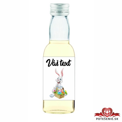 Veľkonočná mini fľaštička s alkoholom, biely zajac - Veľkonočné mini fľaštičky