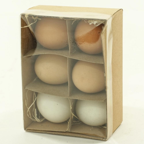 Vajíčka v krabici 6 cm natur / biele mix - Veľkonočné vajíčka