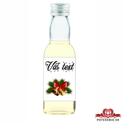 Vianočná mini fľaštička alkoholu zvončeky na čečine - Vianočné mini fľaštičky