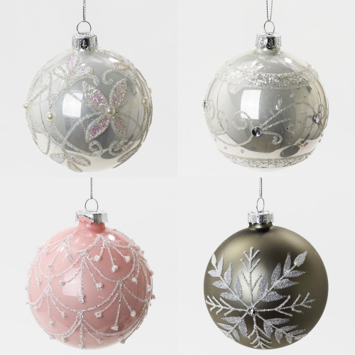 Guľa sklo perleť mix 4 druhy 8cm - Vianočné dekorácie a ozdoby