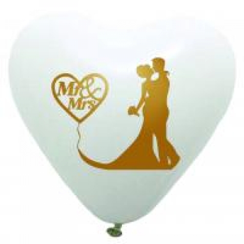 Mr & Ms srdce biele - Svadobné balóny