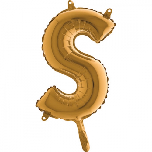 Balón písmeno S zlaté 35 cm - Písmená zlaté