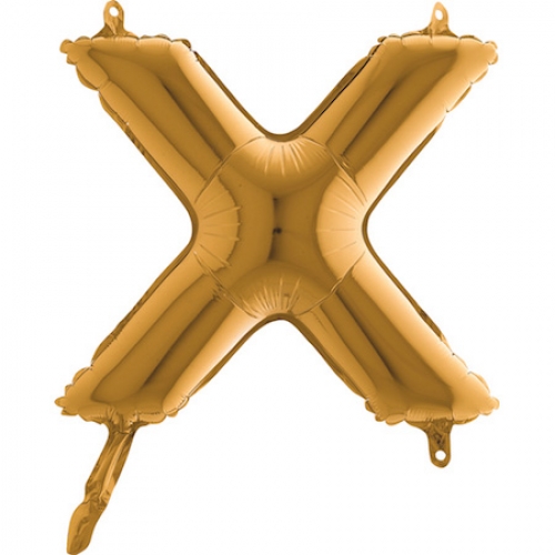 Balón písmeno X zlaté 35 cm