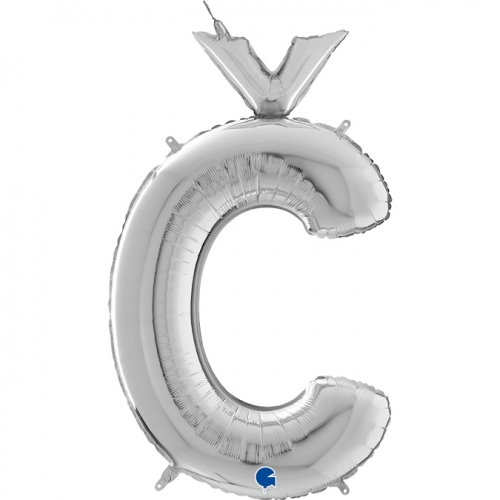 Balón písmeno Č strieborné 66 cm - Písmená strieborné