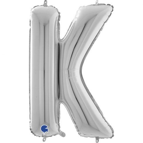 Balón písmeno K strieborné 66 cm