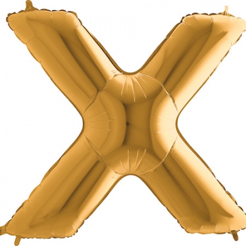 Balón písmeno X zlaté 100 cm - Písmená zlaté