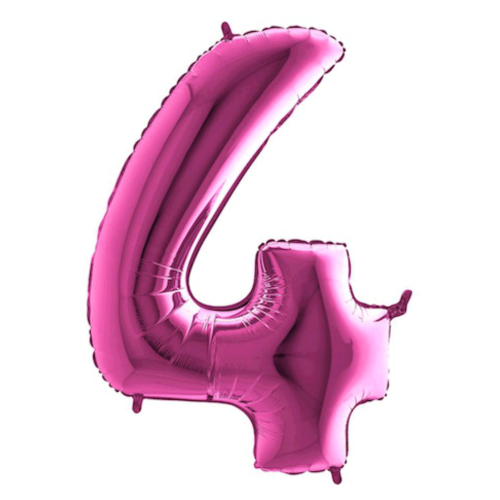 Balón číslo 4 ružové 100 cm - Čísla ružové