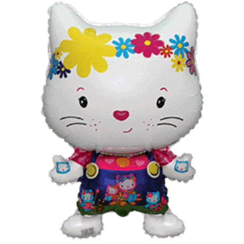 Balón Mačka s Kvetmi