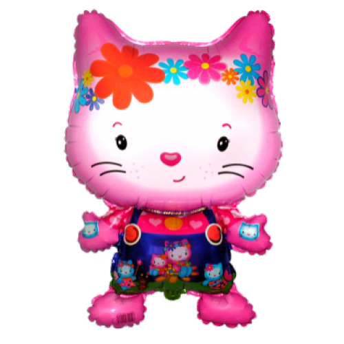 Balón Mačka s Kvetmi
