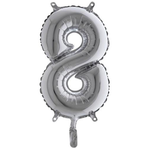 Balón číslo 8 strieborné 35 cm - Čísla strieborné