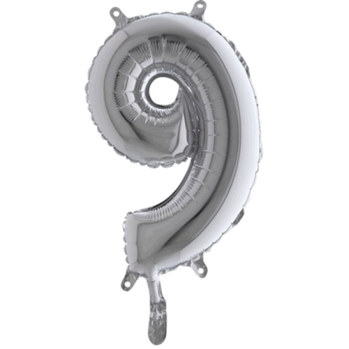 Balón číslo 9 strieborné 35 cm - Čísla strieborné