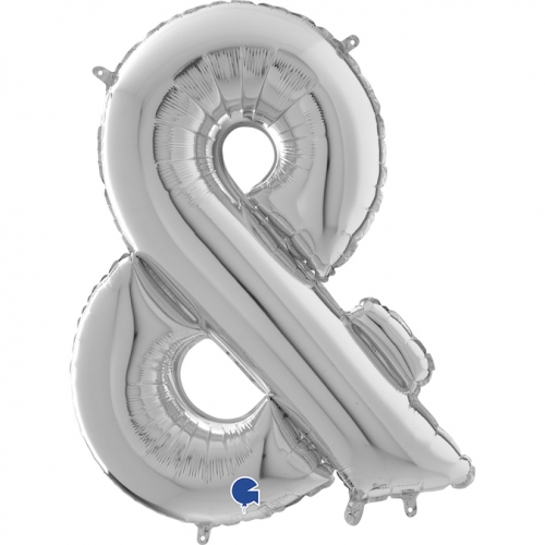 Balón symbol & strieborné 66 cm - Písmená strieborné