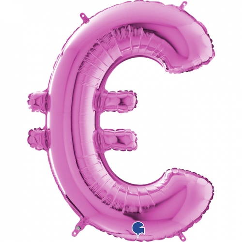 Balón symbol € ružové 66 cm - Písmená ružové