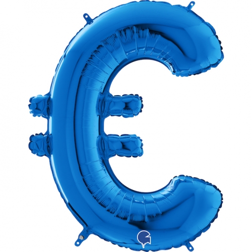Balón symbol € modré 66 cm - Čísla modré