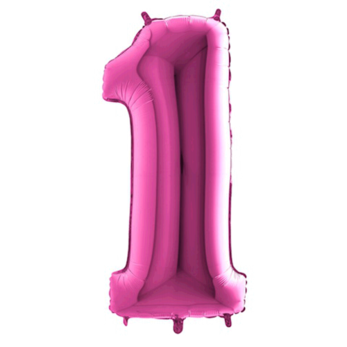 Balón číslo 1 ružové 100 cm