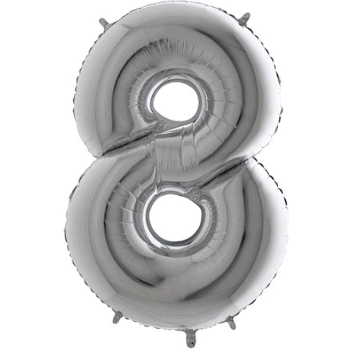 Balón číslo 8 strieborné 100 cm