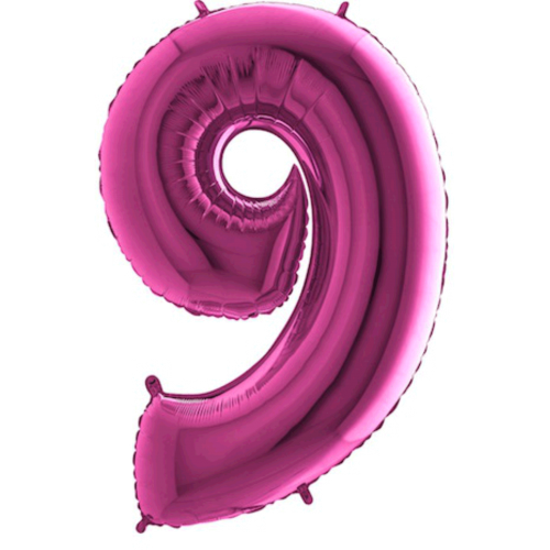 Balón číslo 9 ružové 100 cm - Čísla ružové