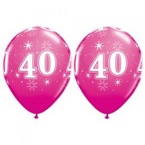 Balóny Sparkle s číslom 40 ružové 25 ks