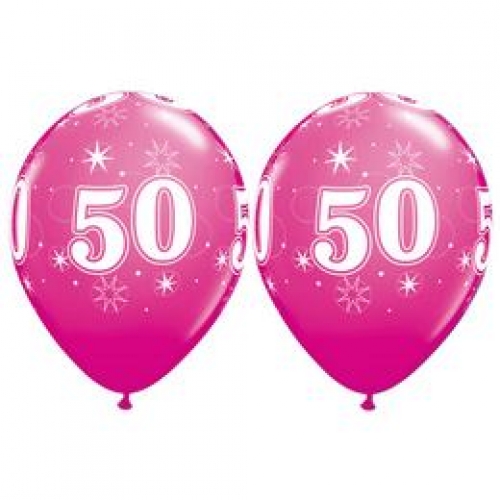 Balóny Sparkle s číslom 50 ružové 25 ks