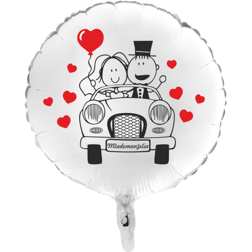 Balón Svadobné Auto biely kruh