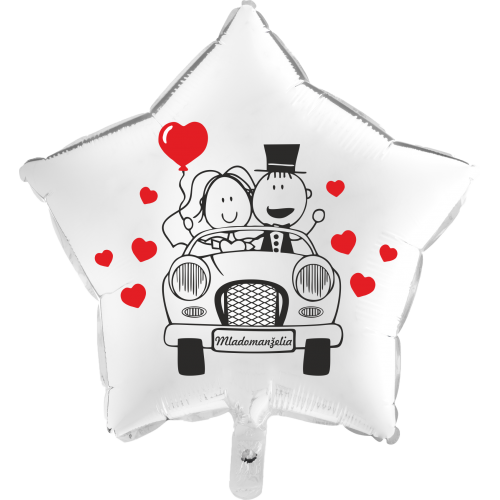 Balón Svadobné Auto biela hviezda