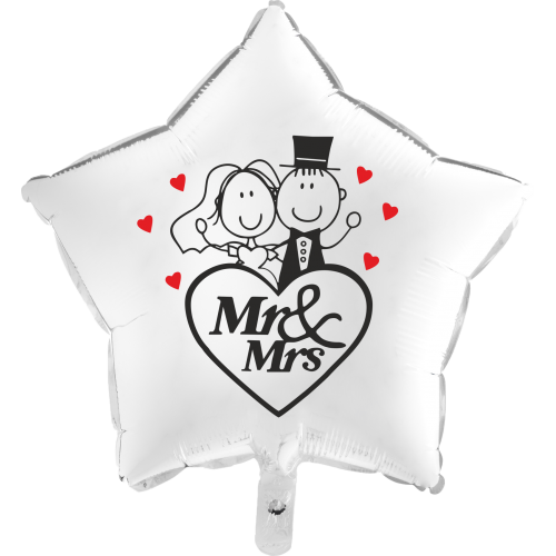 Balón Svadobný Mr & Mrs 1 biela hviezda