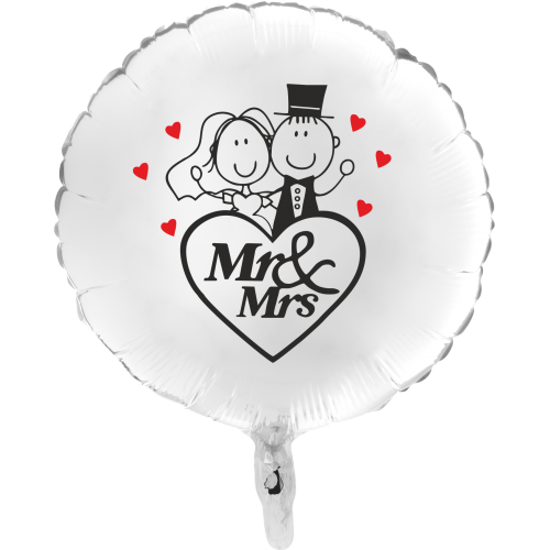 Balón Svadobný Mr & Mrs 1 biely kruh