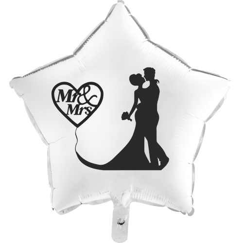 Balón Svadobný Mr & Mrs biela hviezda