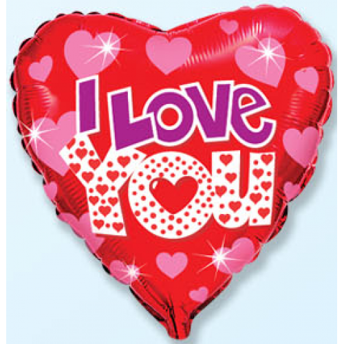 Balónik I Love You so srdiečkami
