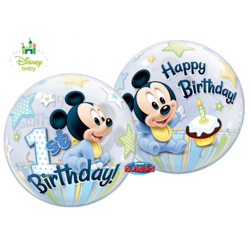 Q Bubbles Mickey Mouse 1st BDay - Balóny zvieratká
