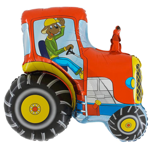 Balón Traktor so psom červený