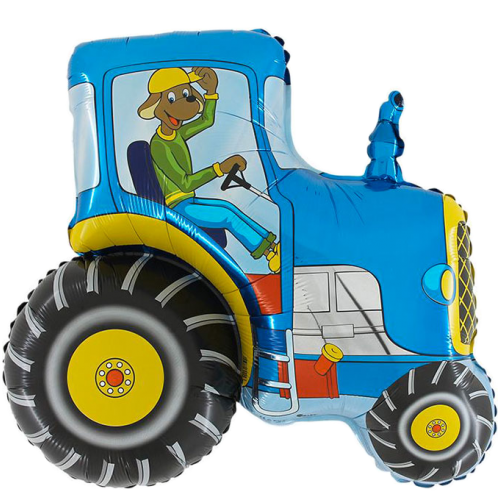 Balón Traktor so psom modrý